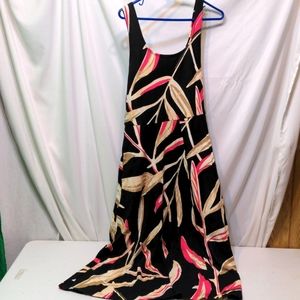 Alfani impress palm black multi color maxi summer tank dress Sz large
